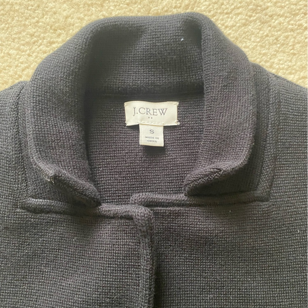 J Crew Sweater Knit Blazer Black 100% Cotton Button Front Black Size Small - Picture 3 of 8